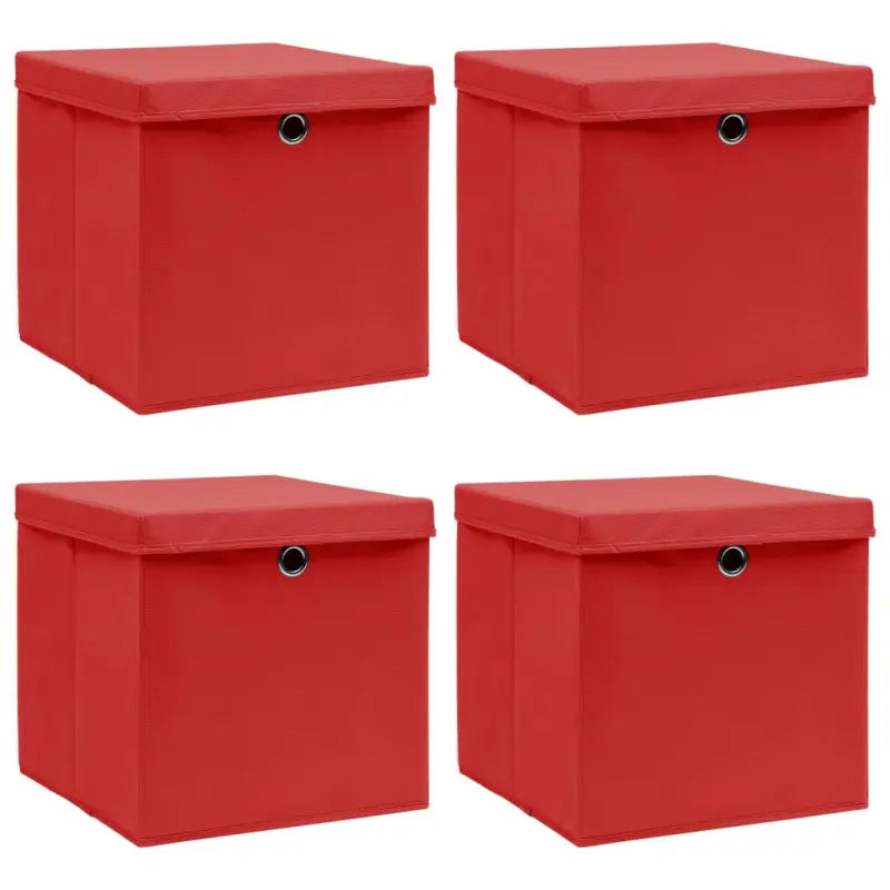 Inklapbare opbergdozen van nonwoven stof voor thuisgebruik - Rood met deksels / 4 - Opbergdozen