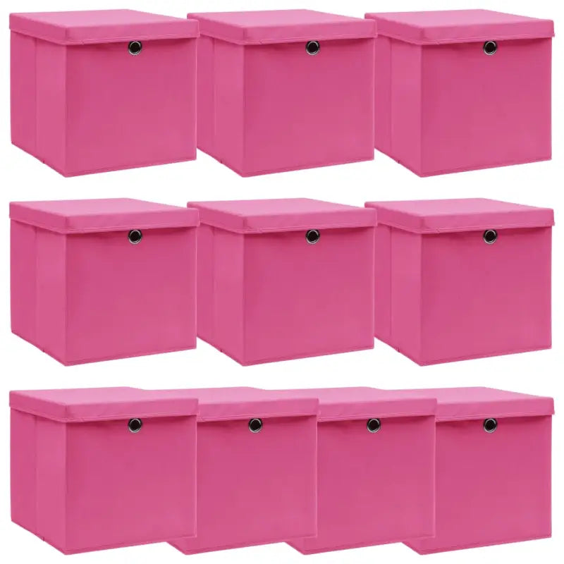 Inklapbare opbergdozen van nonwoven stof voor thuisgebruik - Roze met deksels / 10 - Opbergdozen