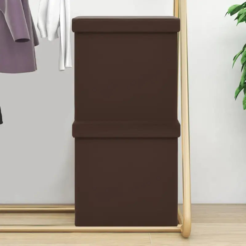 Inklapbare Opbergkruk voor Extra Zit en Opbergruimte - Bruin / 2 - Klapstoelen & krukken