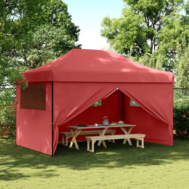Inklapbare partytent met gepoedercoat staal voor buitenactiviteiten - Bordeauxrood / 1 / met 4 zijwanden - Partytenten