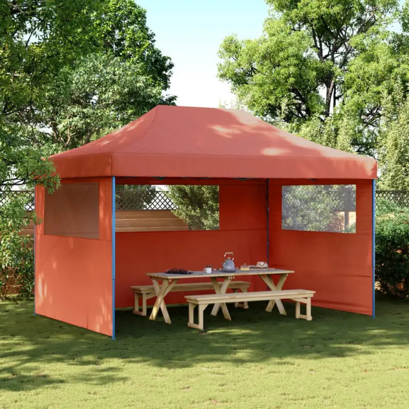 Inklapbare partytent met gepoedercoat staal voor buitenactiviteiten - Terracotta / 1 / met 3 zijwanden - Partytenten &