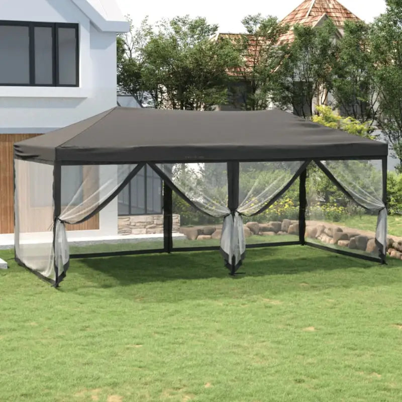 Inklapbare partytent van 210d Oxford stof met zilverkleurige coating - Antraciet / 3 x 6 m / 1 - Partytenten & prieëlen