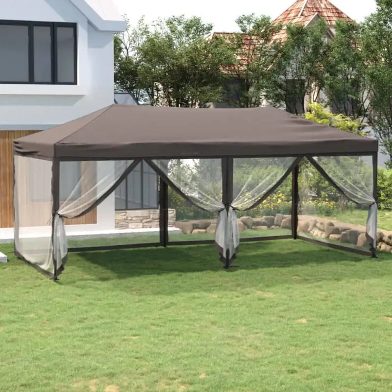 Inklapbare partytent van 210d Oxford stof met zilverkleurige coating - Taupe / 3 x 6 m / 1 - Partytenten & prieëlen