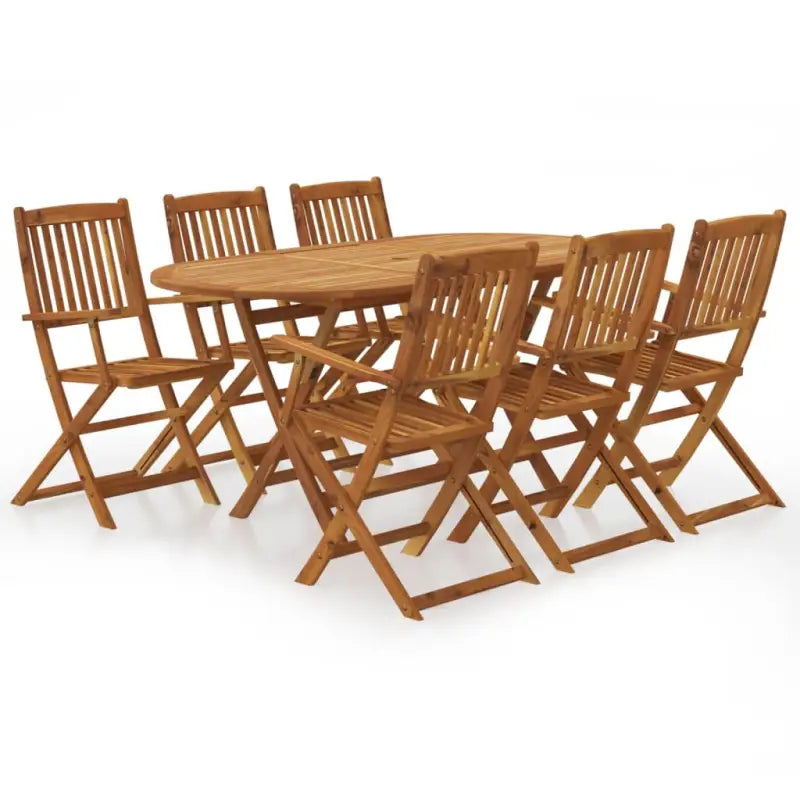 Inklapbare tuinset met massief acaciahout en afmetingen tafel - Bruin / Met armleuning - Tuinsets