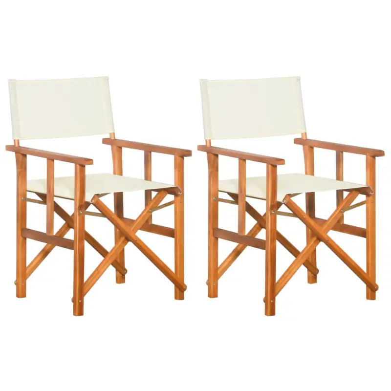 Inklapbare tuinstoel van massief acaciahout met eenvoudige opslag en levering bevat - Crème / 2 - Tuinstoelen