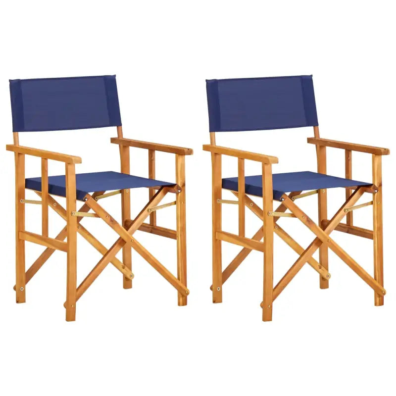 Inklapbare tuinstoel van massief acaciahout met eenvoudige opslag en levering bevat - Blauw / 2 - Tuinstoelen