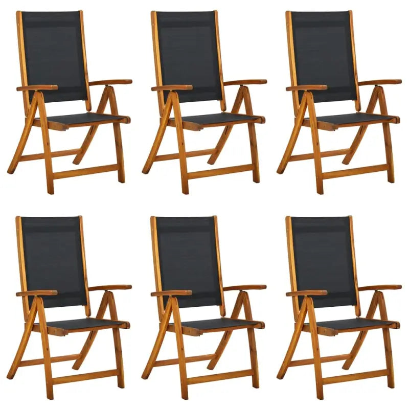 Inklapbare tuinstoelen van massief acaciahout de ideale keuze voor elke tuin - Zwart / 6 - Tuinstoelen