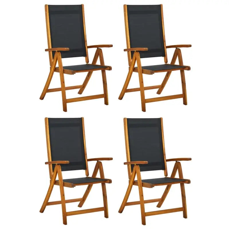 Inklapbare tuinstoelen van massief acaciahout de ideale keuze voor elke tuin - Zwart / 4 - Tuinstoelen