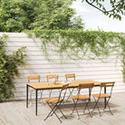 Inklapbare tuinstoelen van massief acaciahout met stalen frame - Zwart / 6 - Tuinstoelen