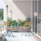 Inklapbare tuinstoelen van massief acaciahout met stalen frame - Zwart / 2 - Tuinstoelen