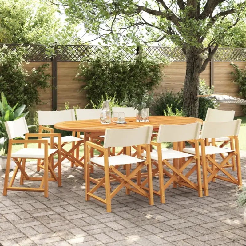 Inklapbare tuinstoelen van massief acaciahout voor buitengebruik - Crème / 8 - Tuinstoelen