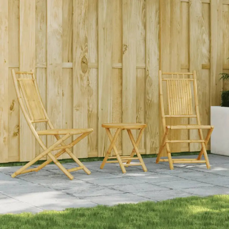 Inklapbare tuintafel en tuinstoel bamboe tuinset voor buiten gebruik - 46 x 66 x 99 cm (w x d x h) / diameter x h