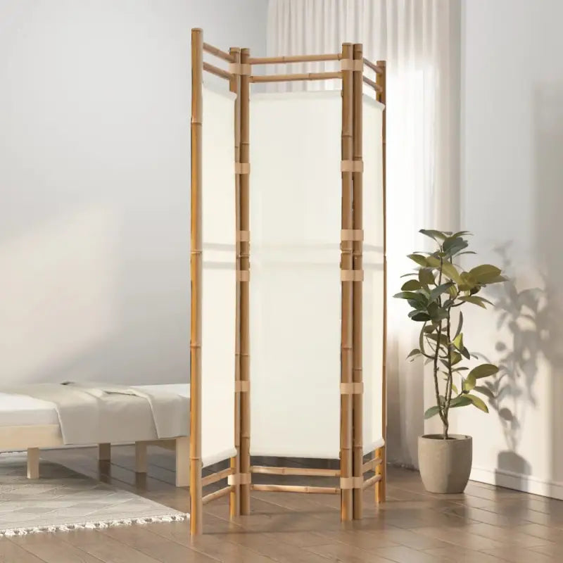 Kamer scheidingsscherm van bamboe voor privacy en rust - Crèmewit / 120 x 180 cm - Kamerschermen
