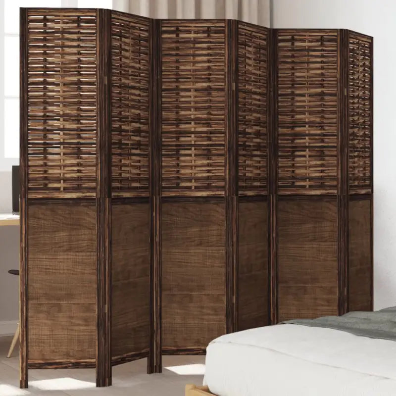 Kamerscherm van massief paulowniahout met verbrande uitstraling - 40 x 180 cm / 6 - Kamerschermen