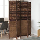 Kamerscherm van massief paulowniahout met verbrande uitstraling - 40 x 200 cm / 4 - Kamerschermen
