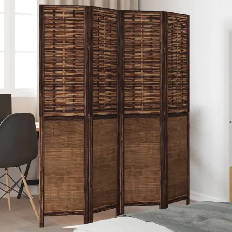 Kamerscherm van massief paulowniahout met verbrande uitstraling - 40 x 180 cm / 4 - Kamerschermen