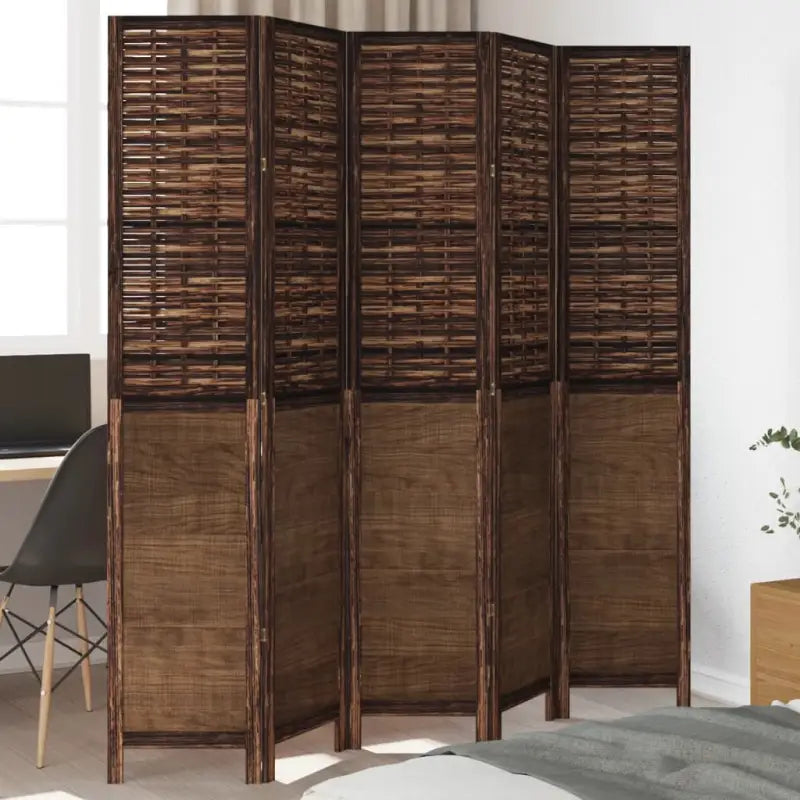 Kamerscherm van massief paulowniahout met verbrande uitstraling - 40 x 200 cm / 5 - Kamerschermen
