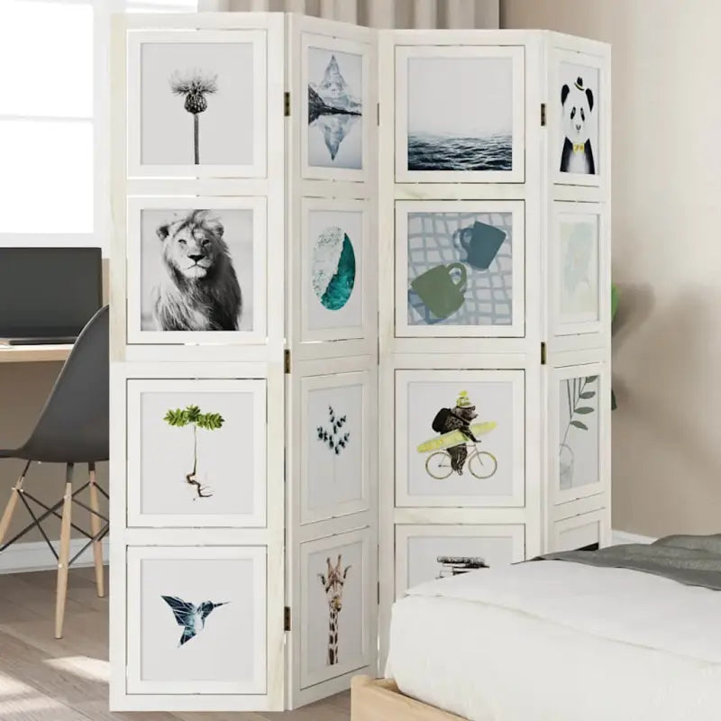 Kamerscherm van massief paulowniahout voor gebruik binnenshuis - 40 x 160 cm / 4 - Kamerschermen