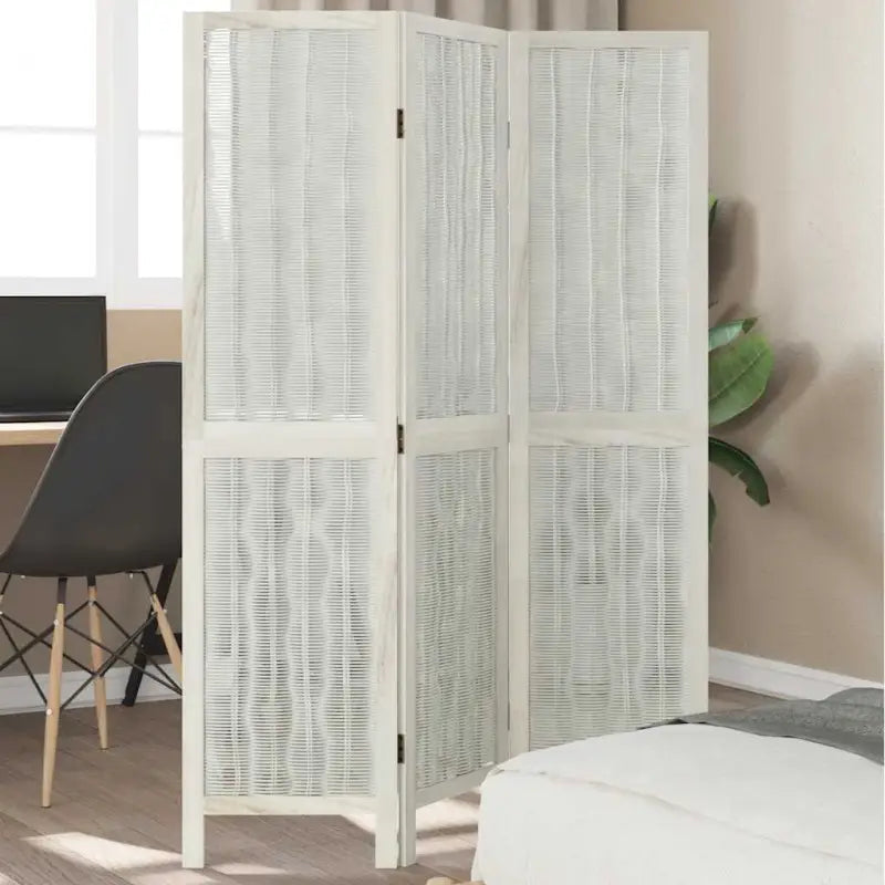 Kamerscherm van wilgentakken voor gebruik binnenshuis met massief paulowniahout - 40 x 160 cm / 3 - Kamerschermen