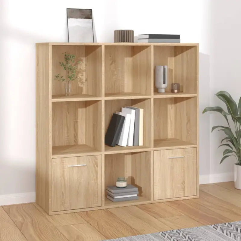 kenkast van bewerkt hout met klassiek en strak ontwerp - Sonoma eiken / 1 - Boekenkasten