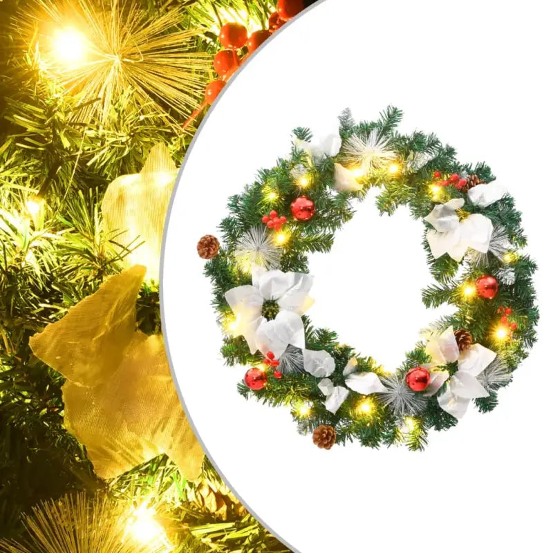 Kerstkrans voor binnen en buiten met feestelijke verlichting - Groen & wit / 1 - Kerstverlichting