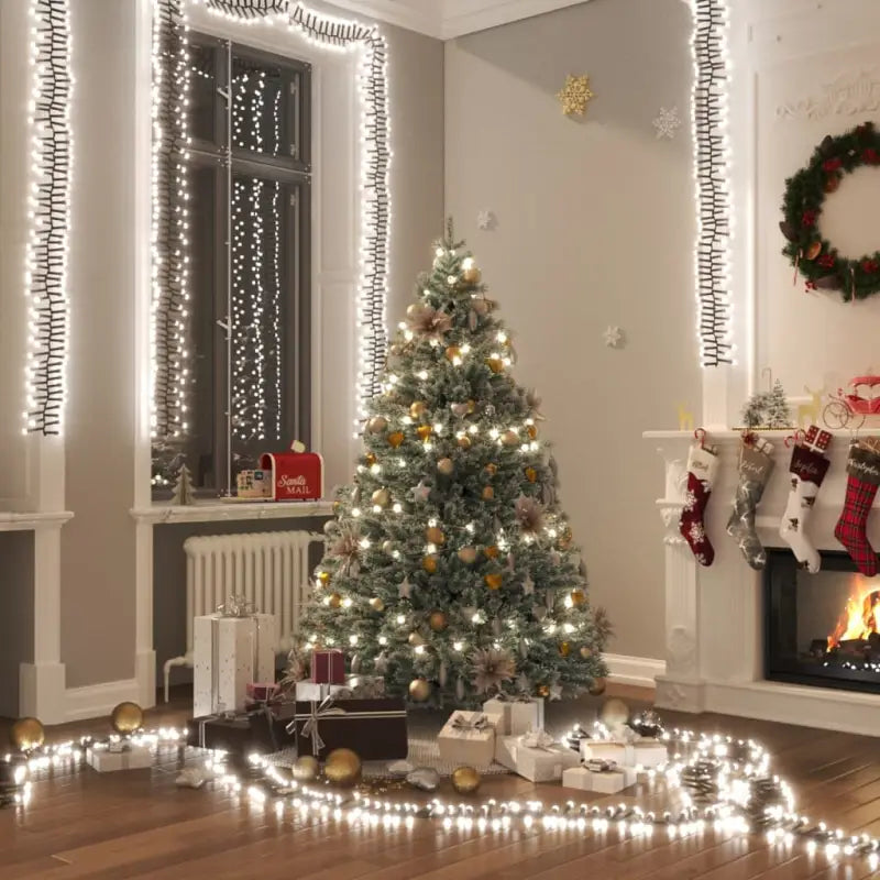Kerstverlichting met een totale lengte van 11 meter en 1000 LED’s - Koudwit en donkergroen / 11 m / 1 - Kerstverlichting
