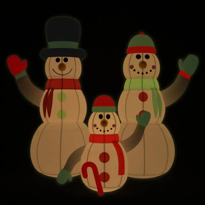 Kerstverlichting met opblaasbare sneeuwpopfamilie van Oxford stof laten lopen - Kerstverlichting