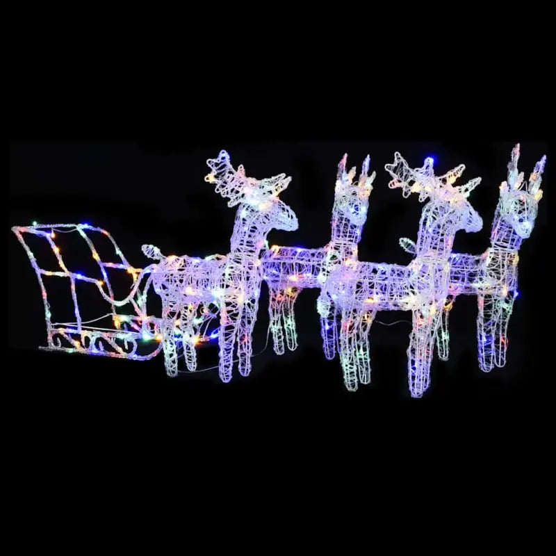 Kerstverlichting met twee rendieren en slee voor warme feestverlichting - Multikleur / 43 x 11 x 55 cm (4 pcs) / 1