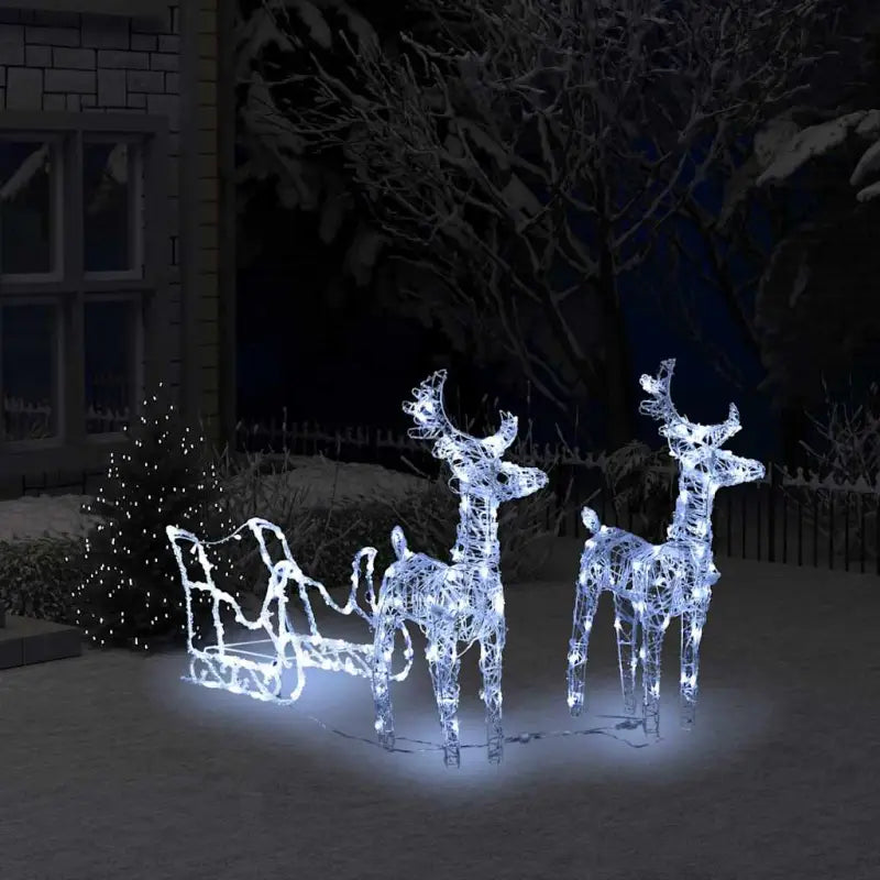 Kerstverlichting met twee rendieren en slee voor warme feestverlichting - Koudwit / 18 x 8.5 x 55 cm (2 pcs) / 1