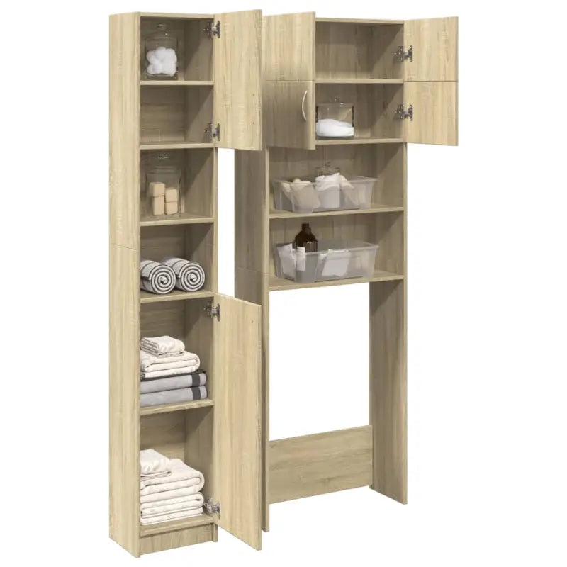 Keuken of badkamer kleine kast met bewerkt hout en open vakken - Sonoma eiken / 96 x 25.5 x 190cm - Accessoires