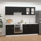 Keukenkasten set van bewerkt hout voor een overzichtelijke keuken - Zwart / 1 - Keukenkasten