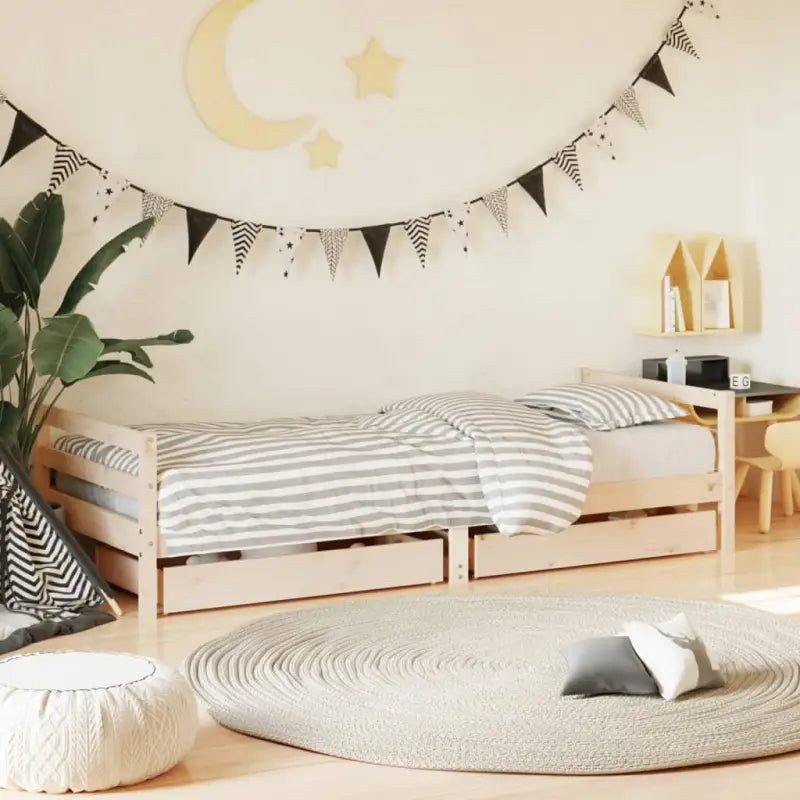 Kinderbed van massief grenenhout met elegant en tijdloos design - Naturel / 90 x 200 cm - Peuter- & kinderbedden