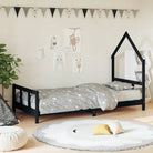 Kinderbed van massief grenenhout voor een gezellige en duurzame slaapkamer - Zwart / 90 x 190 cm - Peuter- &