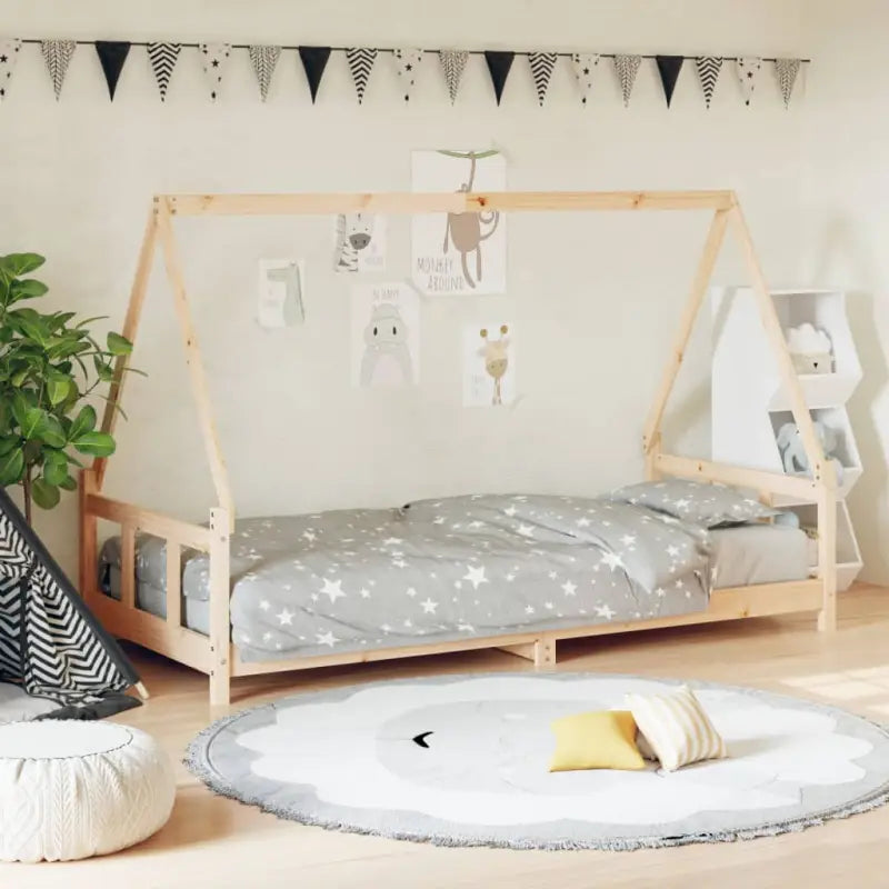 Kinderbed van massief grenenhout voor een plezierige slaapkamer - Naturel / 90 x 190 cm - Peuter- & kinderbedden