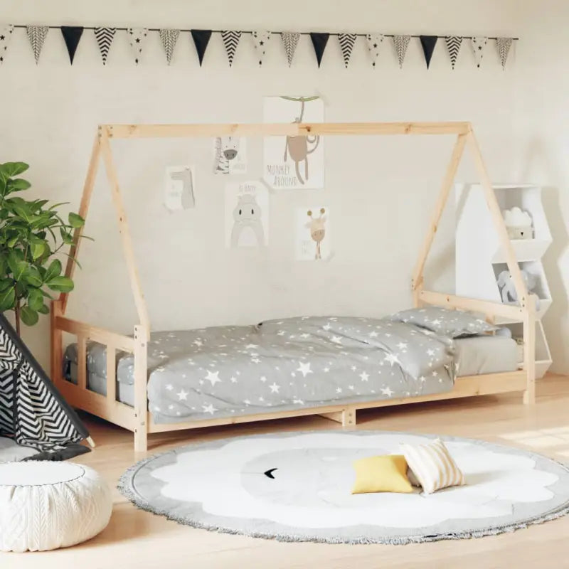Kinderbed van massief grenenhout voor een plezierige slaapkamer - Naturel / 90 x 200 cm - Peuter- & kinderbedden