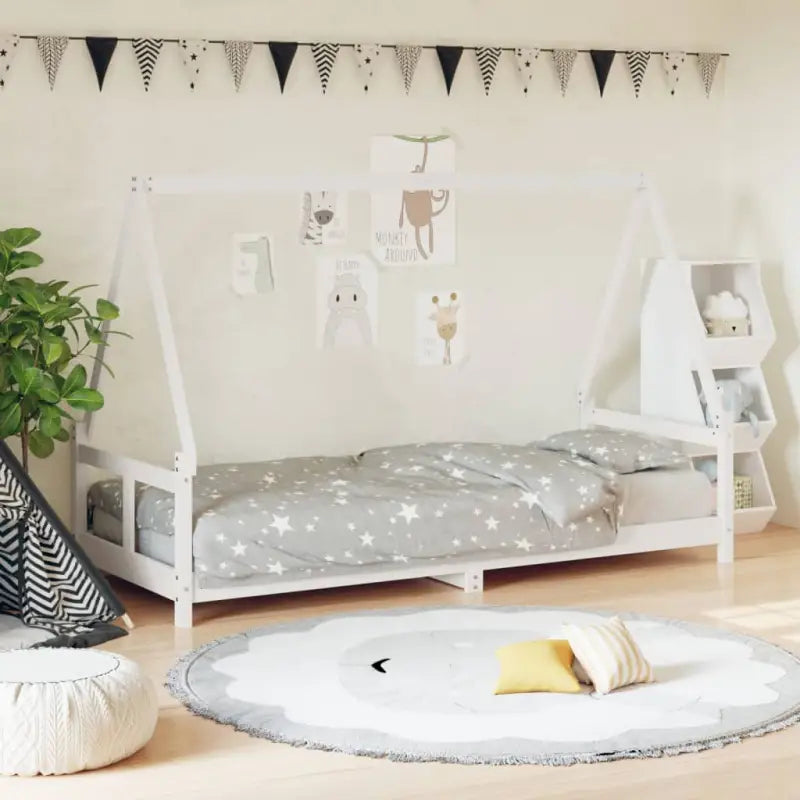 Kinderbed van massief grenenhout voor een plezierige slaapkamer - Wit / 80 x 200 cm - Peuter- & kinderbedden