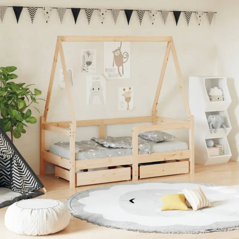 Kinderbed van massief grenenhout voor een vrolijke slaapplek - Naturel / 70 x 140 cm - Peuter- & kinderbedden