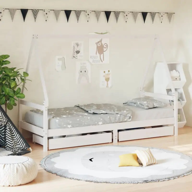 Kinderbed van massief grenenhout voor een vrolijke slaapplek - Wit / 80 x 200 cm - Peuter- & kinderbedden