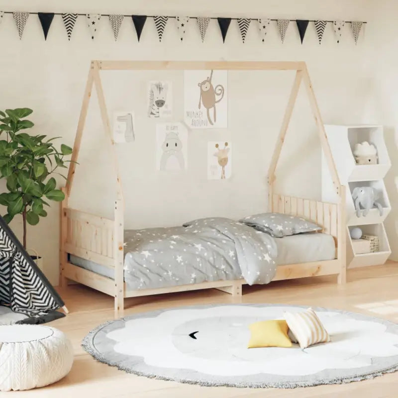 Kinderbed van massief grenenhout voor kleintjes - Naturel / 80 x 160 cm - Peuter- & kinderbedden