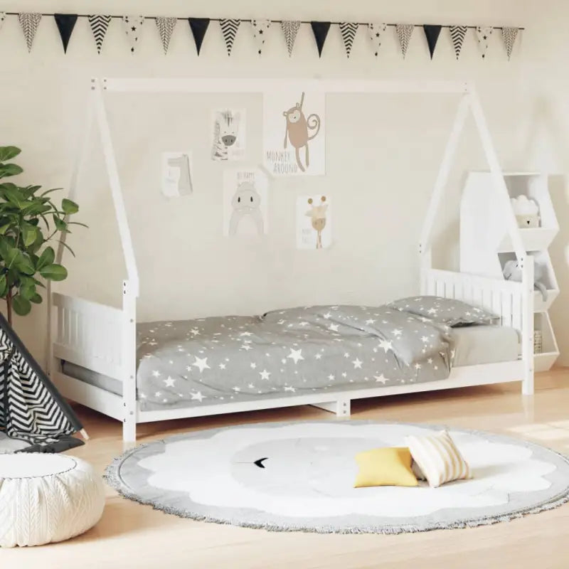 Kinderbed van massief grenenhout voor kleintjes - Wit / 80 x 200 cm - Peuter- & kinderbedden