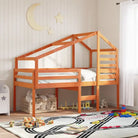 Kinderbedhuisje met open zijdeur van massief grenenhout - Wasbruin / 198 x 97 x 113 cm - Accessoires voor bedden