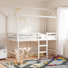 Kinderbedhuisje met open zijdeur van massief grenenhout - Wit / 207 x 95.5 x 159 cm - Accessoires voor bedden