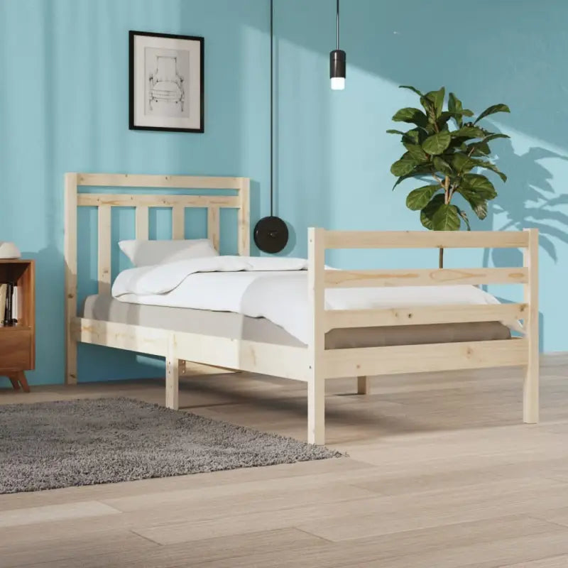 Klassiek bedframe met massief grenenhout en multiplex lattenbodem - Naturel / 100 x 200 cm - Bedden & bedframes