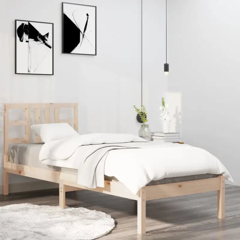 Klassiek bedframe met massief grenenhout en multiplex lattenbodem - Naturel / 100 x 200 cm - Bedden & bedframes