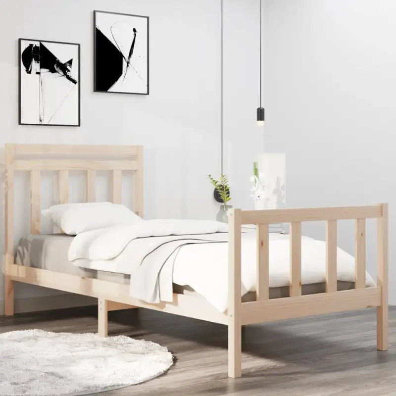 Klassiek bedframe met massief grenenhout en multiplex lattenbodem - Naturel / 90 x 190 cm - Bedden & bedframes