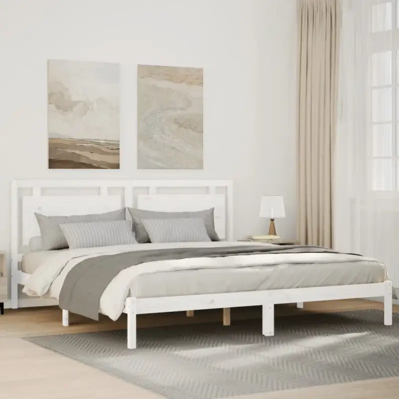 Klassiek bedframe met multiplex lattenbodem en massief grenenhout - Bedden & bedframes