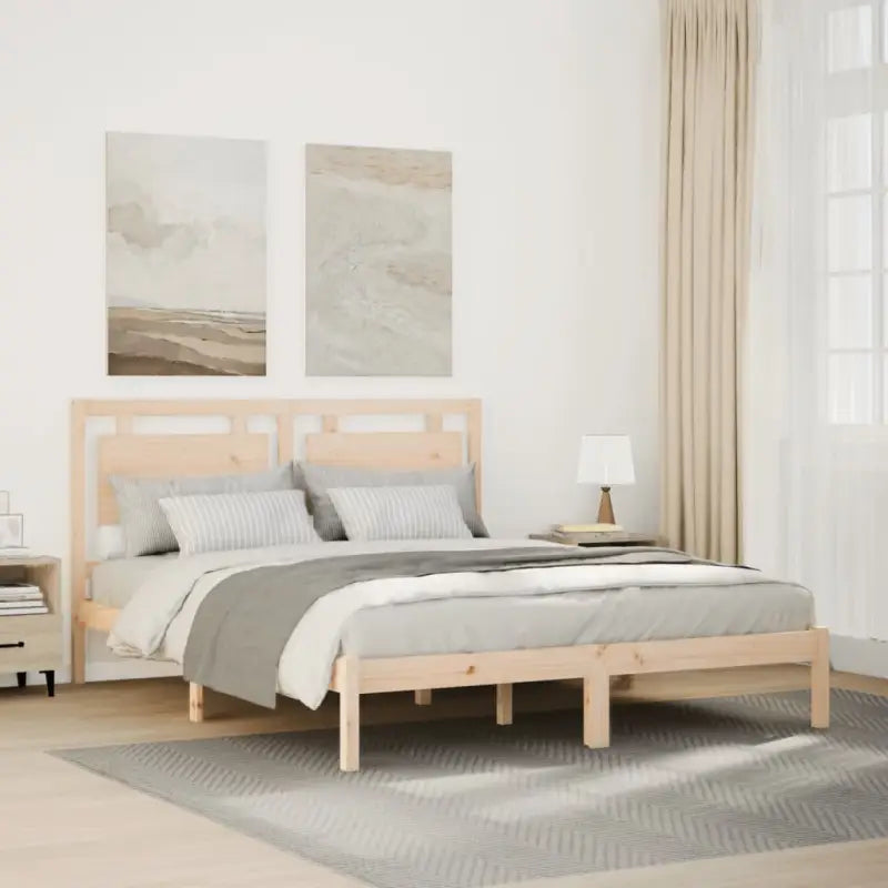 Klassiek bedframe met multiplex lattenbodem en massief grenenhout - Naturel / 160 x 220 cm - Bedden & bedframes