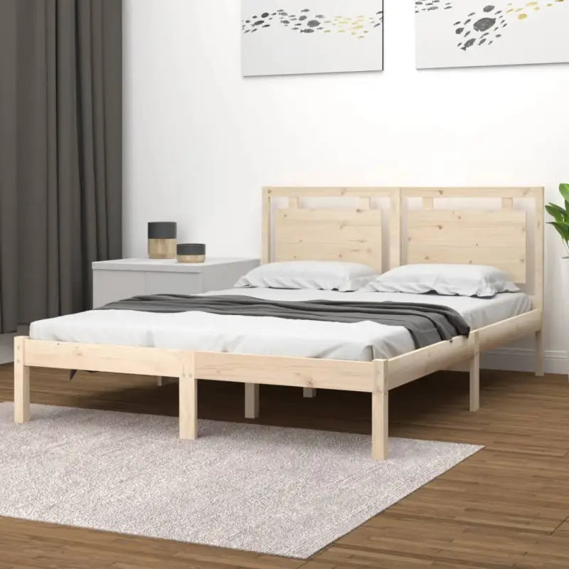 Klassiek bedframe met multiplex lattenbodem en massief grenenhout - Naturel / 150 x 200 cm - Bedden & bedframes