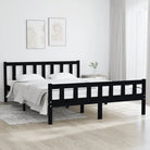 Klassiek bedframe van massief grenenhout voor een tijdloze slaapkamer uitstraling - Zwart / 120 x 200 cm - Bedden &