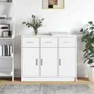 Klassiek dressoir in bewerkt hout met hoogglans wit afwerking - Wit / 1 - Dressoirs & buffetkasten
